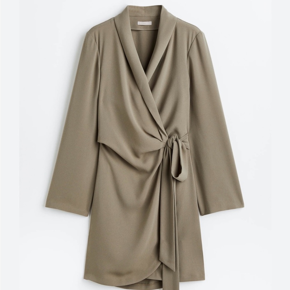 H&M Wrap Dress in Khaki Green- Size Small
